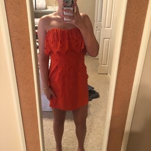Strapless orange lace free people dress